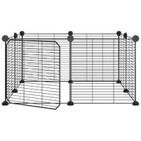 Klatka dla zwierząt z bramką, 8 paneli, czarna, 35x35 cm, stal