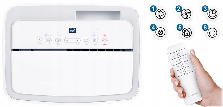 Klimatyzator przenośny z funkcją grzania 4kW OSUSZACZ 34l/24h WiFi BD-581 zdjęcie 15