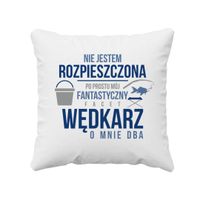 Mój fantastyczny facet wędkarz o mnie dba  - poduszka z nadrukiem