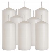 ZESTAW 8 ŚWIEC STOŁOWYCH WALEC KLASYCZNA ŚWIECZKA 12cm 38h BIAŁA