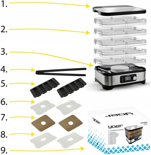 DUŻA Suszarka do Grzybów Owoców Warzyw Yoer INOX +Termoobieg 450W +Timer na Arena.pl