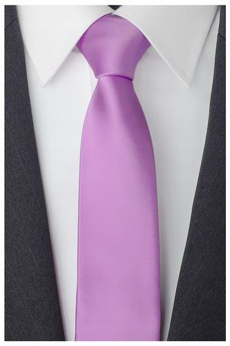 GŁADKI Jednokolorowy Krawat 7cm Męski LILIOWY R41 na Arena.pl