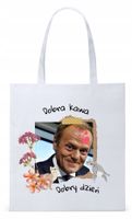 Donald Tusk Platforma Torba Eco Biała Shopper Z Nadrukiem Ze Zdjęciem