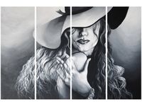 120CM 80 OBRAZ 4 ELEM SZARA DAMA ŚCIENNY