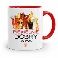 Kubek Czerwony Dla Piekielnie Dobrego Barmana Z Nadrukiem Ze Zdjęciem