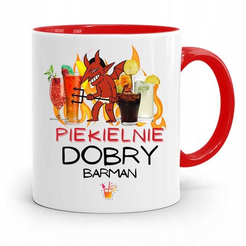 Kubek Czerwony Dla Piekielnie Dobrego Barmana Z Nadrukiem Ze Zdjęciem na Arena.pl