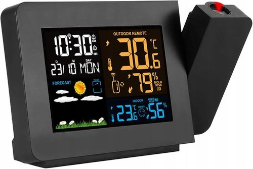 Stacja Pogody Pogodowa Zegar Czujnik Zewnętrzny Higrometr Budzik na Arena.pl