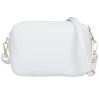 VERA PELLE torebka skórzana listonoszka z paskiem na ramię V486 biała