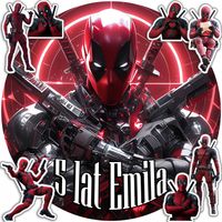 OPŁATEK NA TORT 30CM - DEAD POOL + IMIĘ + GRATIS! 24CM 26CM