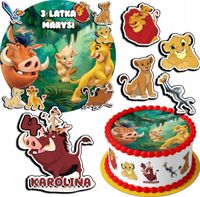 ZESTAW OPŁATEK NA TORT 20CM + 17 POSTACI - KRÓL LEW + IMIĘ 15CM 18CM