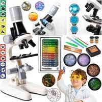 Mikroskop Naukowy Dla Dziecka Szkolny 1200x Prezent ZESTAW PREPARATÓW 24 el