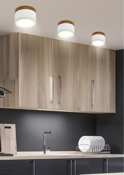 Tuba 9W LED 4000K biały+drewniany śr. 8,8 cm zdjęcie 2