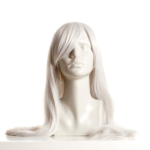 Peruka długa biała 100 cm cosplay karnawał włosy proste grzywka czepek na Arena.pl