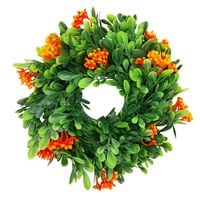 WIANEK NA DRZWI JESIENNY BUKSZPANOWY STROIK WIENIEC NA GRÓB CMENTARZ 25cm