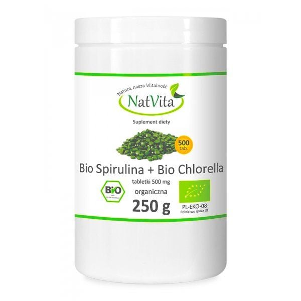 Spirulina + Chlorella Bio 500tab Natvitaorganic zdjęcie 1