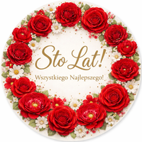 Opłatek na tort Urodziny 18 30 40 50 Kwiaty Ramka Okazjonalny Tekst