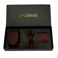 MUCHA męska + KRAWAT+ POSZETKA+ SPINKI brązowy