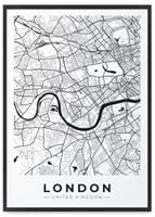 Plakat mapa plan miasta Londyn 50x70 cm w czarnej ramie