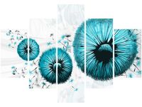 70 100CM OBRAZ 5 ELEM TURKUSOWE DMUCHAWCE DRUK PŁÓTNO