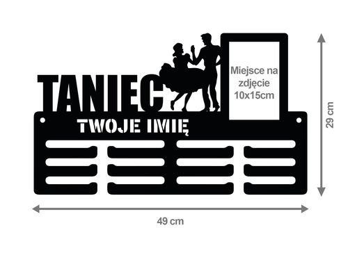 Wieszak na medale TANIEC ramka na zdjęcie, dowolny tekst  241.1 na Arena.pl