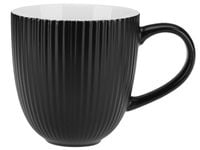 Kubek porcelanowy RAVI GAIA 360 ml czarny matowy ryflowany