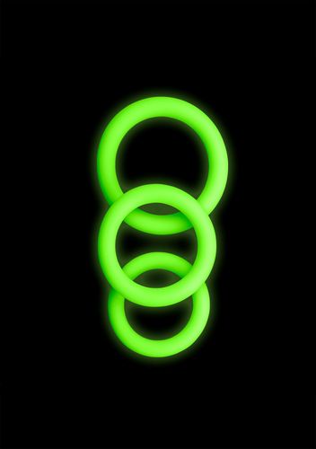 3 pcs cock ring set - glow in the dark - neon green na Arena.pl