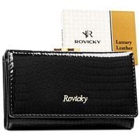 średni portfel damski ze skóry naturalnej w czarnym kolorze