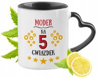 Kubek Czarny Z Uszkiem W Kształcie Serca Dla Modera Na Prezent