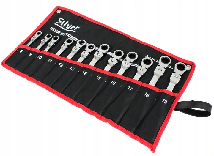 KLUCZE PŁASKO OCZKOWE Z GRZECHOTKĄ ŁAMANE 8-19 12e zdjęcie 3