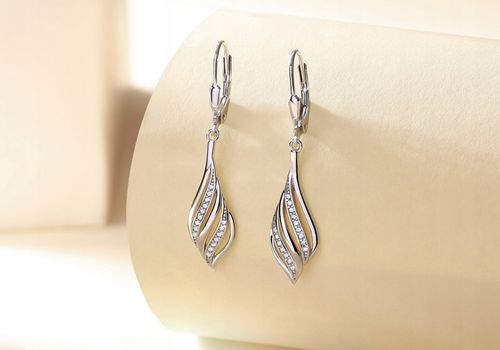 Kolczyki Srebrne wiszące Rodowane SREBRO PRÓBA 925 GRAWER na WALENTYNKI na Arena.pl