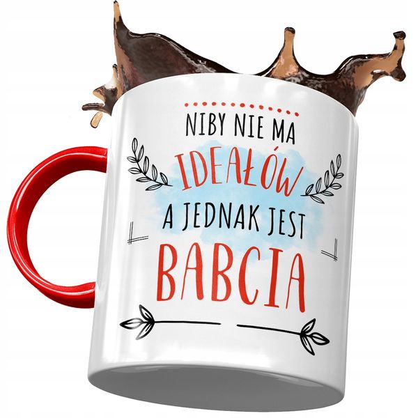 Kubek Czerwony Dla Babci Babuni Na Dzień Babci Z Nadrukiem Ze Zdjęciem zdjęcie 1