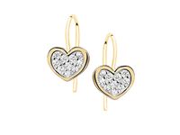 POZŁACANE SREBRNE WISZĄCE KOLCZYKI SERCA CYRKONIE