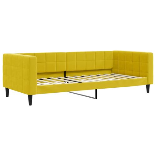 Sofa z materacem do spania, żółta, 90x200 cm, aksamit na Arena.pl