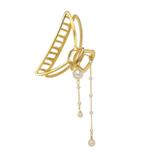 Klamra do włosów mocna metalowa elegancka spinka złota z łańcuszkiem perły