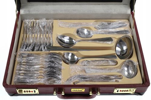 ZESTAW SZTUĆCE KOMPLET WALIZKA POŁYSK 72 KINGHOFF na Arena.pl