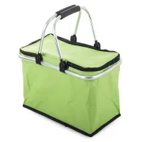 Kosz piknikowy zielony składany termiczny turystyczny koszyk na zakupy