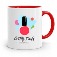 Kubek Czerwony Dla Kosmetyczki Pretty Nails Z Nadrukiem Ze Zdjęciem