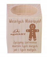 ŚWIECZNIK drewniany GRAWER LOGO NAPIS prezent świąteczne personalizacja