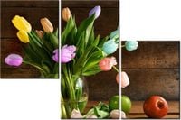 60 90CM OBRAZ 3 ELEM KOLOROWE TULIPANY ŚCIENNY DRUK PŁÓTNO