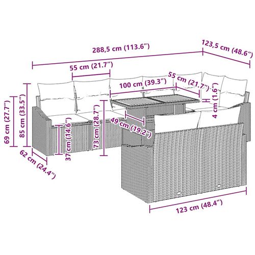 Zestaw Sof na Ogród 9 pcs Szary i brązowy 100 x 55 x 73 cm na Arena.pl