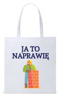 Dla Budowlańca Prezent Torba Eco Biała Shopper Z Nadrukiem Ze Zdjęciem