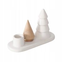 ŚWIECZNIK Z PORCELANY I KAMIENIA DO ŚWIECY 13X5X9 CM BIAŁY