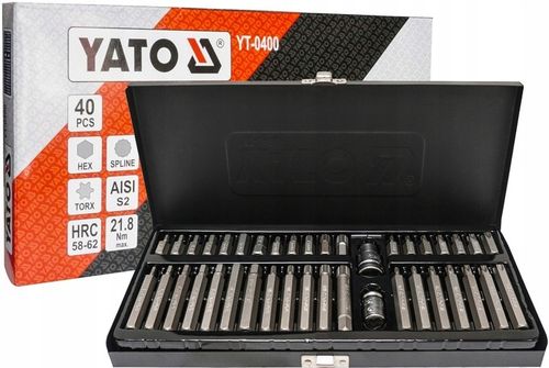 YATO KOŃCÓWKI HEX TORX SPLINE KOMPLET 40 elem. YT-0400 na Arena.pl