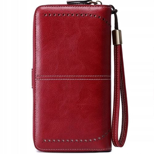 PORTFEL SKÓRZANY DAMSKI CZERWONY RFID ELEGANCKI FUNKCJONALNY POJEMNY na Arena.pl