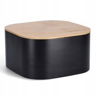 CHLEBAK METALOWY z pokrywką deską CZARNY 26,5 cm