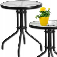 STÓŁ STOLIK BERGAMO OKRĄGŁY SZKLANY METAL OGRODOWY BALKON TARAS KAWOWY FI60