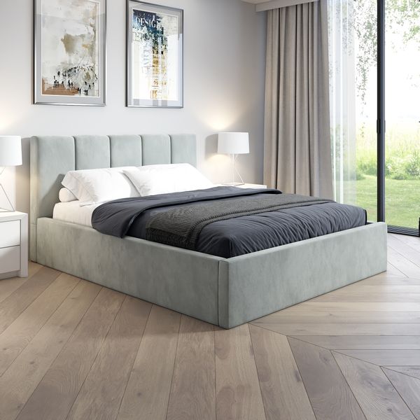 Łóżko tapicerowane SZARE 160x200 + POJEMNIK METZ zdjęcie 1