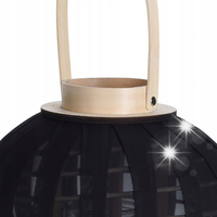 Lampion Drewniany Czarny Latarnia na Świeczkę Świecznik Boho do Domu Ogrodu