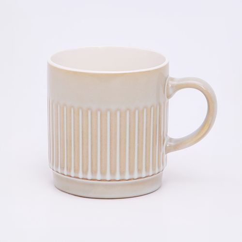 PORCELANOWY KUBEK NA KAWĘ HERBATĘ BEŻOWY ZDOBIONY 440 ML NA PREZENT na Arena.pl