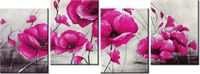 45CM 120 OBRAZ 4 ELEM RÓŻOWE MAKI ŚCIENNY